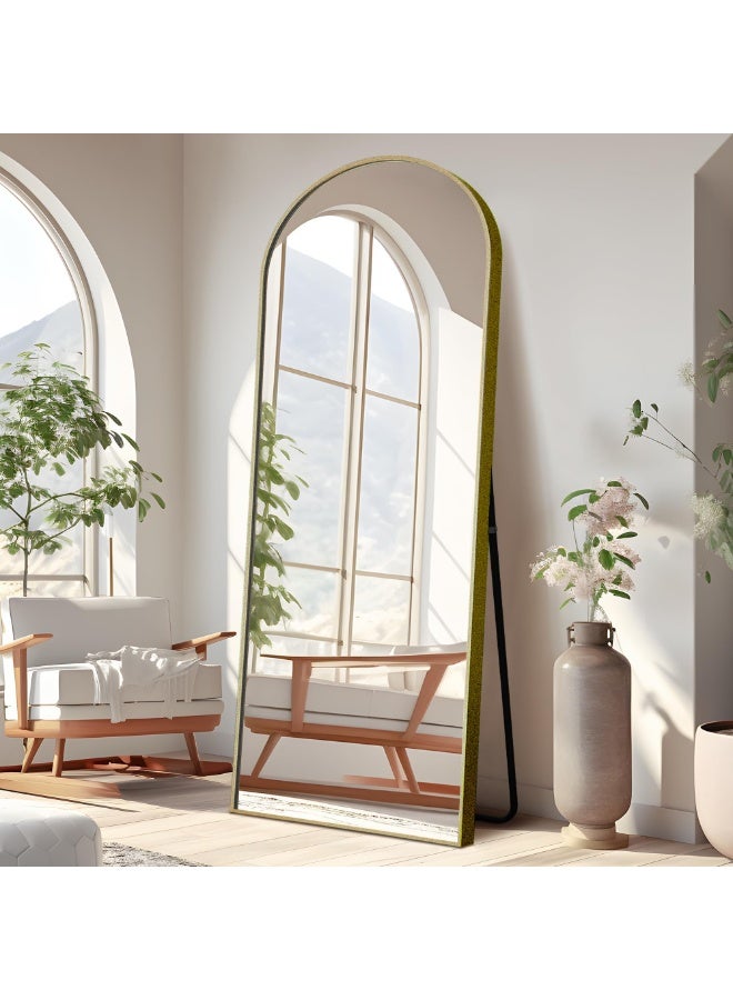 Vphom Arched Full Length Mirror with Stand, 160x60cm Arch Floor Mirror, Full Body Wall Mirror Hanging, Leaning or Freestanding, HD Explosion-Proof Glass, Aluminum Frame Decorative Mirror for Bedroom, Living Room & Dressing Area – Gold Poolen - Image 1